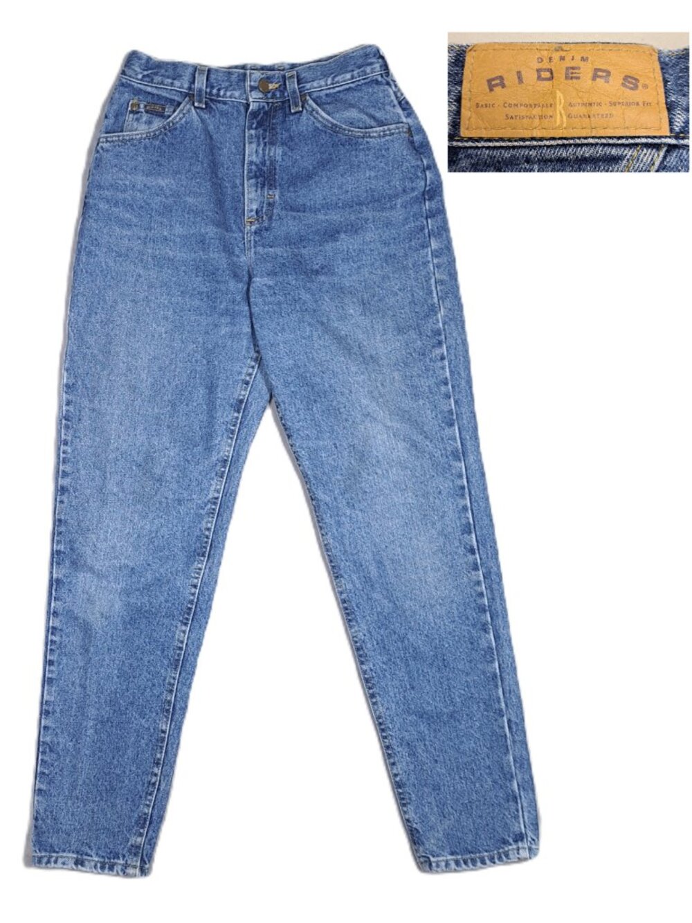 Lee Riders Jeans Womens 10 Mom Tapered High Rise Blue 90s Union Made in USA Vtg